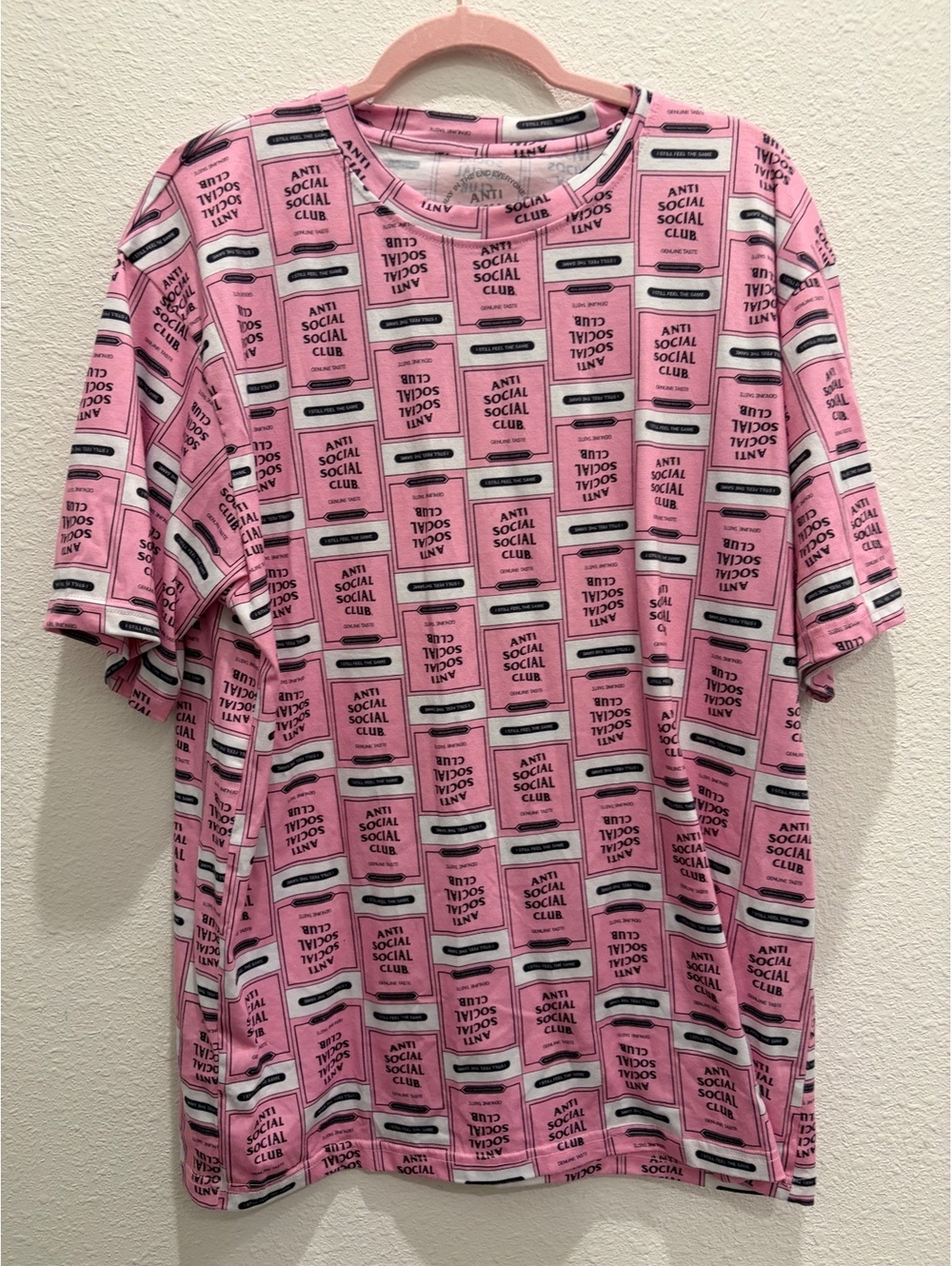 Anti Social Social Club Pink Allover Logo T-Shirt XL